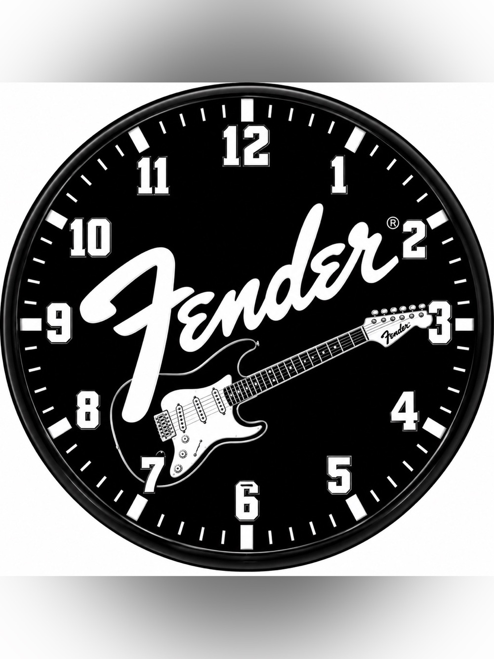 Fender Black and White Electric Guitar Wall Clock